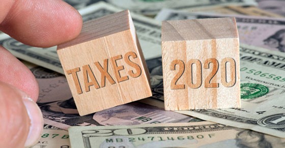 Taxes 2020 wooden blocks